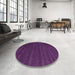 Round Machine Washable Contemporary Purple Rug in a Office, wshcon1074