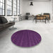 Round Contemporary Purple Modern Rug in a Office, con1074