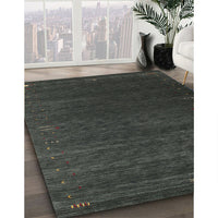 Contemporary Gunmetal Green Modern Rug, con1077