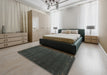 Contemporary Gunmetal Green Modern Rug in a Bedroom, con1077