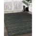 Contemporary Gunmetal Green Modern Rug in Family Room, con1077