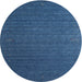 Square Machine Washable Contemporary Blueberry Blue Rug, wshcon1078