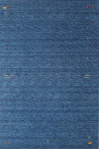 Machine Washable Contemporary Blueberry Blue Rug, wshcon1078