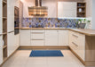 Contemporary Blue Modern Rug in a Kitchen, con1078