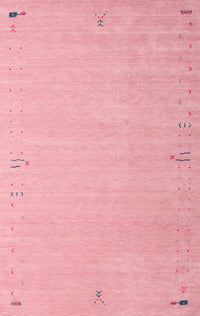Machine Washable Contemporary Pink Rug, wshcon1079