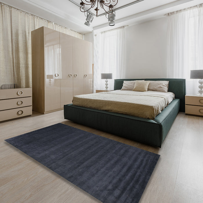 Contemporary Dark Slate Gray Green Modern Rug in a Bedroom, con107