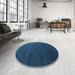 Round Machine Washable Contemporary Lapis Blue Rug in a Office, wshcon1082