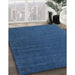 Contemporary Blue Modern Rug in Family Room, con1085