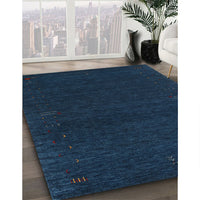 Contemporary Deep-Sea Blue Modern Rug, con1086