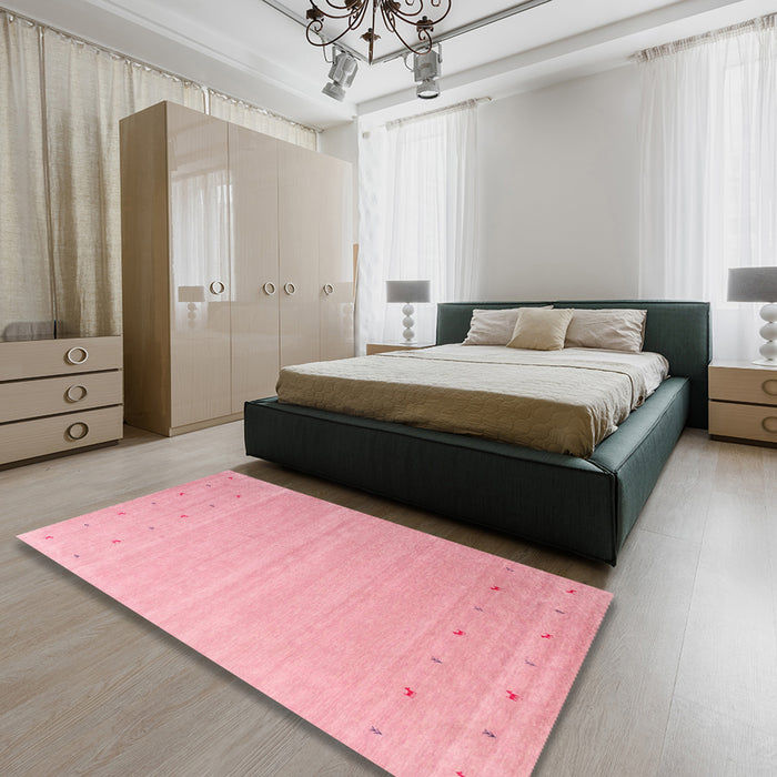 Contemporary Pastel Pink Modern Rug in a Bedroom, con1087