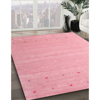 Contemporary Pastel Pink Modern Rug, con1087