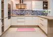 Machine Washable Contemporary Pastel Pink Rug in a Kitchen, wshcon1087