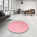 Round Machine Washable Contemporary Pastel Pink Rug in a Office, wshcon1087