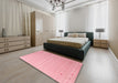 Machine Washable Contemporary Pastel Pink Rug in a Bedroom, wshcon1087