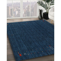 Contemporary Deep-Sea Blue Modern Rug, con1088