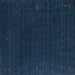 Sideview of Machine Washable Contemporary Deep-Sea Blue Rug, wshcon1088