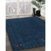 Contemporary Deep-Sea Blue Modern Rug in Family Room, con1088