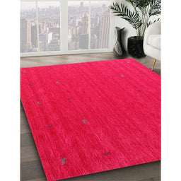 Contemporary Pink Modern Rug in Family Room, con1089