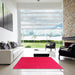 Square Machine Washable Contemporary Pink Rug in a Living Room, wshcon1089