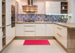 Machine Washable Contemporary Pink Rug in a Kitchen, wshcon1089