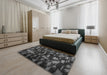 Machine Washable Contemporary Grey Gray Rug in a Bedroom, wshcon1092