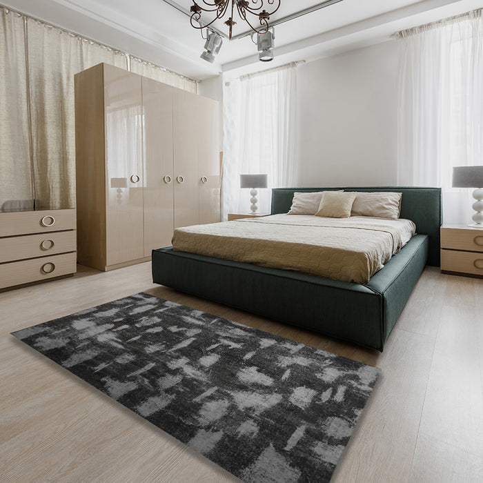 Contemporary Gray Persian Rug in a Bedroom, con1092