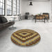 Round Machine Washable Contemporary Saddle Brown Rug in a Office, wshcon1093