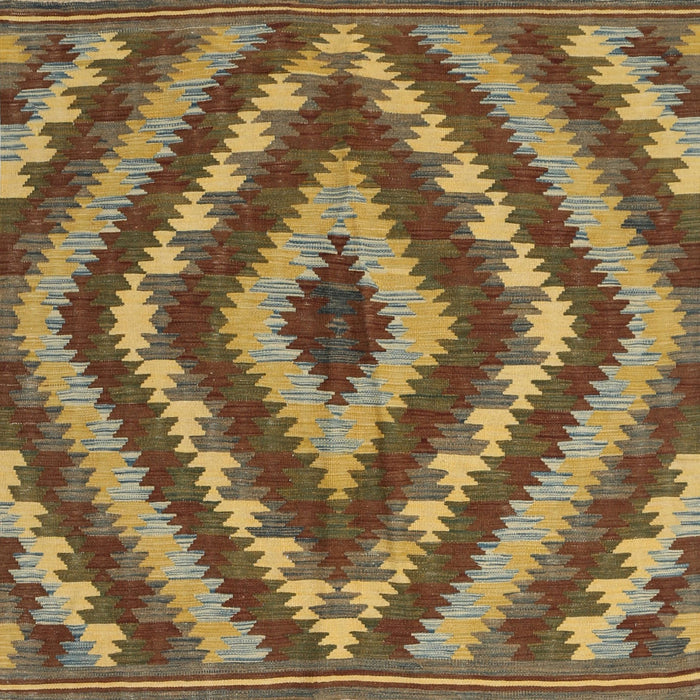 Square Contemporary Saddle Brown Southwestern Rug, con1093