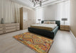 Machine Washable Contemporary Gold Rug in a Bedroom, wshcon1095