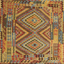 Square Contemporary Gold Southwestern Rug, con1095