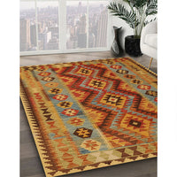 Contemporary Mahogany Brown Oriental Rug, con1096