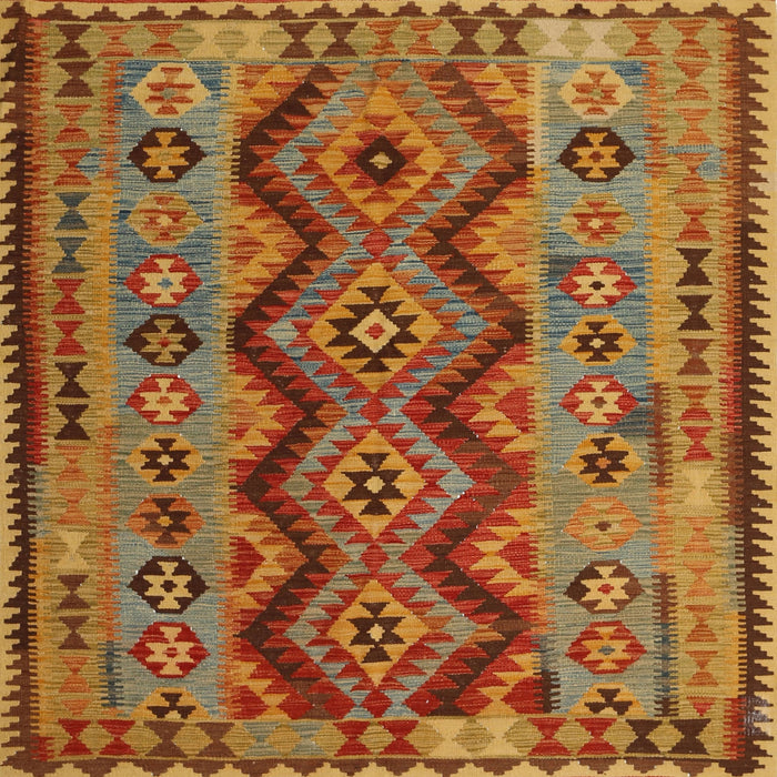 Square Contemporary Mahogany Brown Oriental Rug, con1096