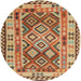 Sideview of Contemporary Mahogany Brown Southwestern Rug, con1098