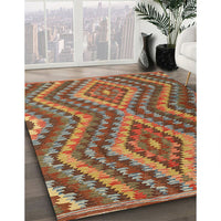 Contemporary Mahogany Brown Southwestern Rug, con1099