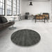 Round Machine Washable Contemporary Gray Rug in a Office, wshcon10