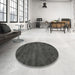 Round Contemporary Gray Modern Rug in a Office, con10