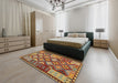 Contemporary Metallic Gold Oriental Rug in a Bedroom, con1100