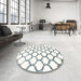 Round Contemporary Dark Gray Trellis Rug in a Office, con1103