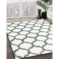 Contemporary Dark Gray Trellis Rug, con1103