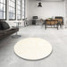 Round Machine Washable Contemporary Beige Rug in a Office, wshcon1104