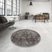 Round Machine Washable Contemporary Gray Rug in a Office, wshcon1106