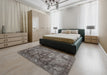 Contemporary Gray Modern Rug in a Bedroom, con1106