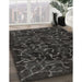 Contemporary Charcoal Black Persian Rug in Family Room, con1107