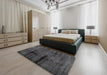 Contemporary Gray Brown Persian Rug in a Bedroom, con1108