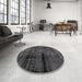 Round Machine Washable Contemporary Gray Brown Rug in a Office, wshcon1108