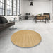 Round Contemporary Yellow Solid Rug in a Office, con110