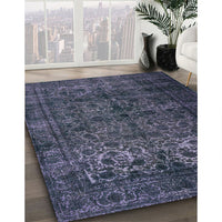 Contemporary Dark Slate Blue Modern Rug, con1111