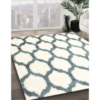 Contemporary Dark Gray Trellis Rug, con1112