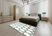 Contemporary Dark Gray Trellis Rug in a Bedroom, con1112