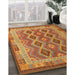 Contemporary Mahogany Brown Southwestern Rug in Family Room, con1116